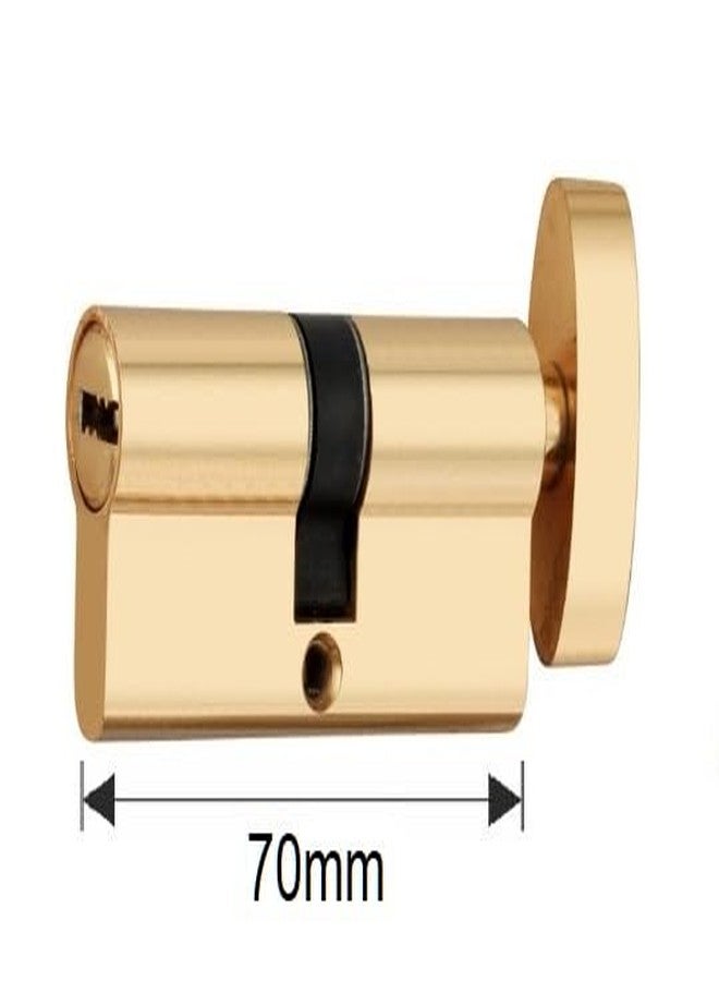 Shrida 70mm Euro Profile Brass Cylinder Lock with Knob & 3 Ultra Security Dimple Keys - Gold Finish, Ideal for Main Doors & Interior Locks - Image 2